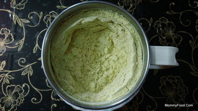 Blending roasted gram with coconut